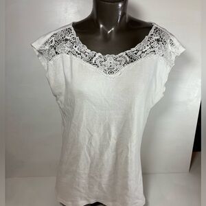Bleu Gray -White Lace Women's Top